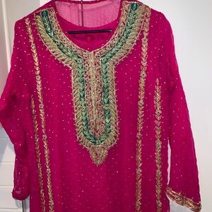 Vintage Elegent wedding / party Pakistani Dress with Kamdani and Dupka work